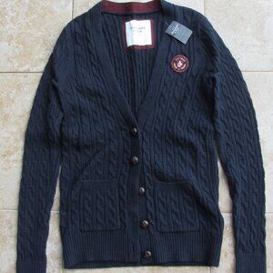 Abercrombie & Fitch Y2K Navy Blue Cable Knit Cardigan NWT